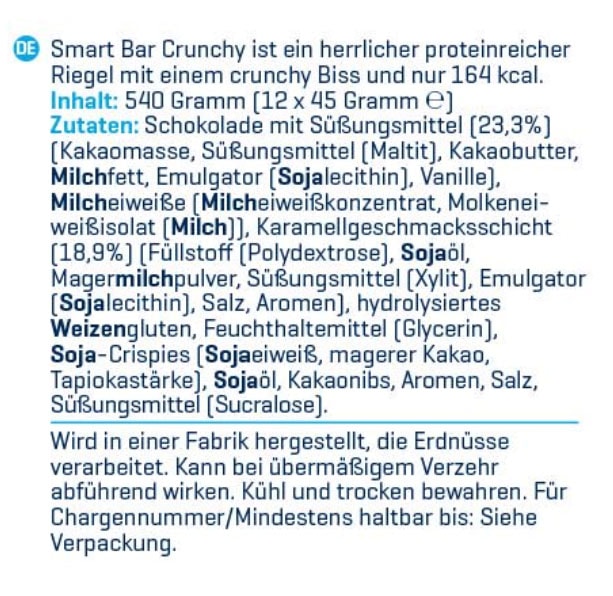 Body and Fit Smart Bar Crunchy Zutaten